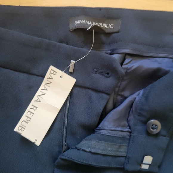 Banana Republic Navy Teal Side Stripe Straight-Leg Pants Petite 2 NWT - Picture 5 of 6